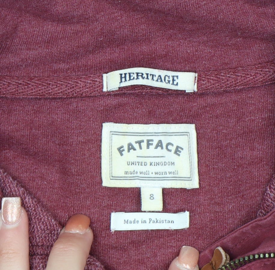 FatFace Women's Red Garnet 1/4 Zip Sweatshirt Size 8 Cotton Blend