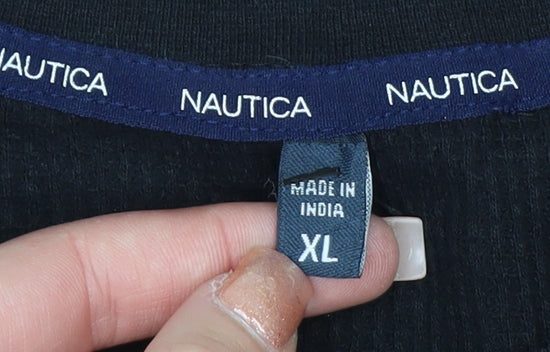 Nautica Men’s Black Long Sleeve Knit Casual Top XL