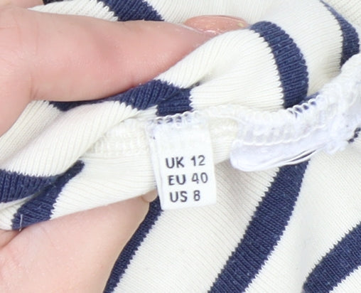 Whistles Women’s Multicoloured Striped Long Sleeve Boat Neck Top UK 12