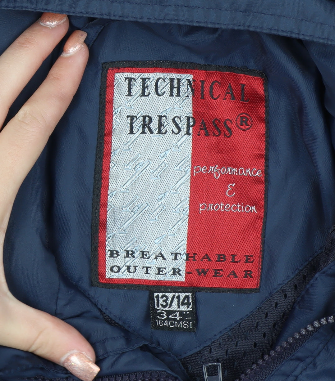 Trespass Boys Blue Hooded Windbreaker Jacket 13-14 Years 34in