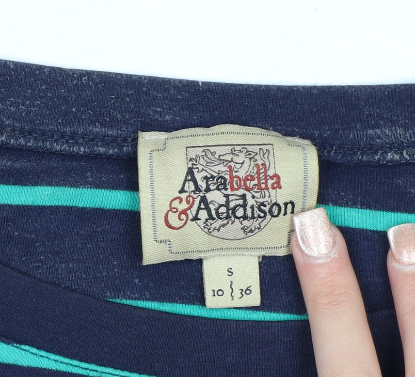Arabella & Addison Women's Blue Striped 3/4 Sleeve T-Shirt Size 10