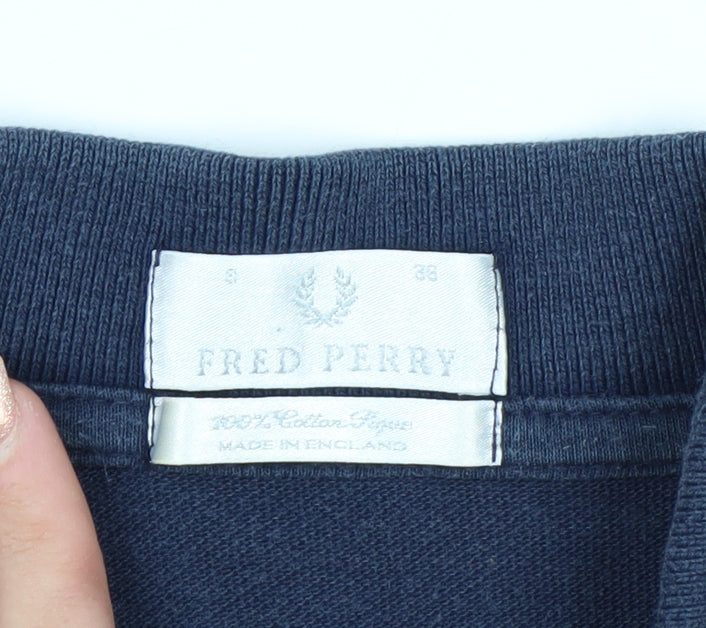 Fred Perry Women's Blue Cotton Polo Shirt Size 8 Classic V-Neck