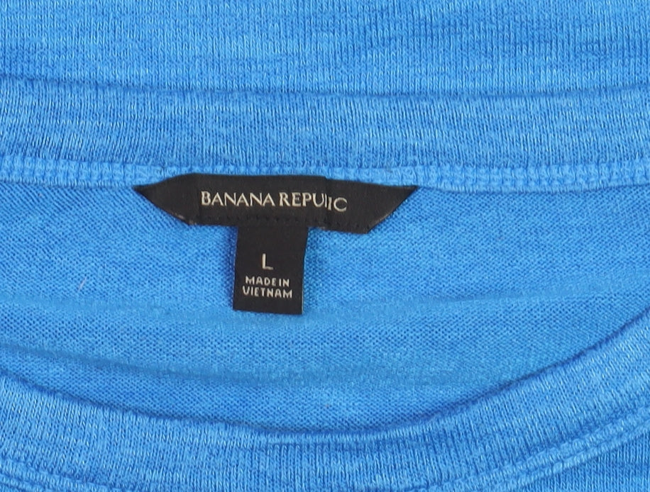 Banana Republic Women's Blue Long Sleeve Jersey T-Shirt Size L