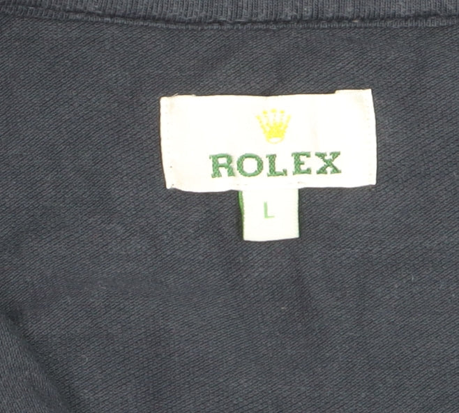 Rolex Men’s Blue Long Sleeve Polo Shirt Size L Nautical Embroidered