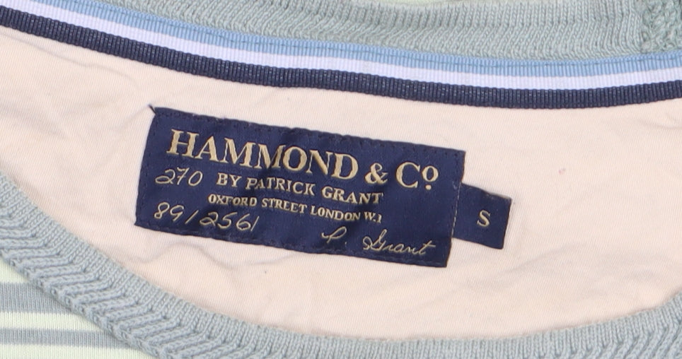 Hammond & Co Men’s Green Striped Cotton Crew Neck T-Shirt Size S
