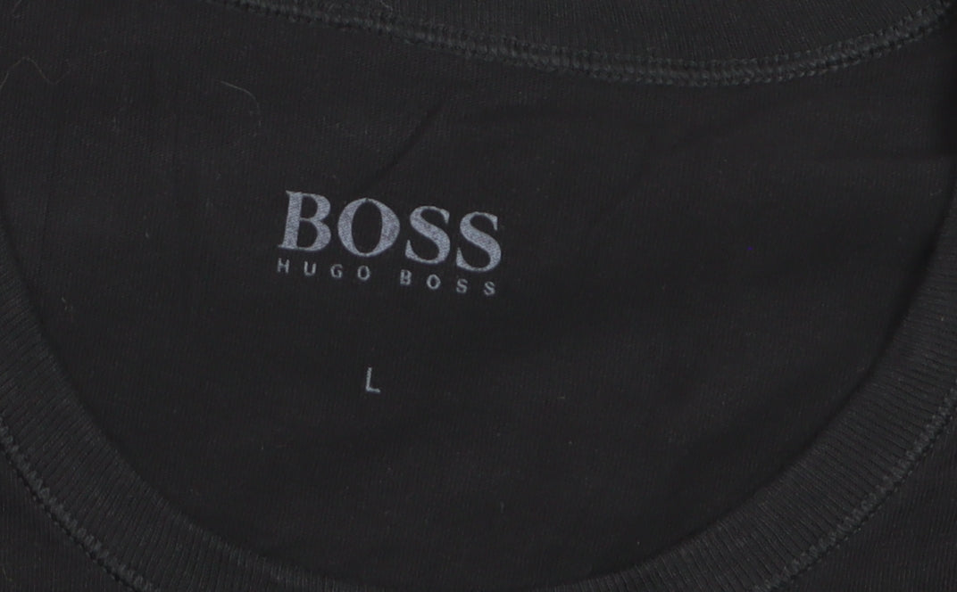 Hugo Boss Men's Black Cotton Crew Neck Short Sleeve T-Shirt L