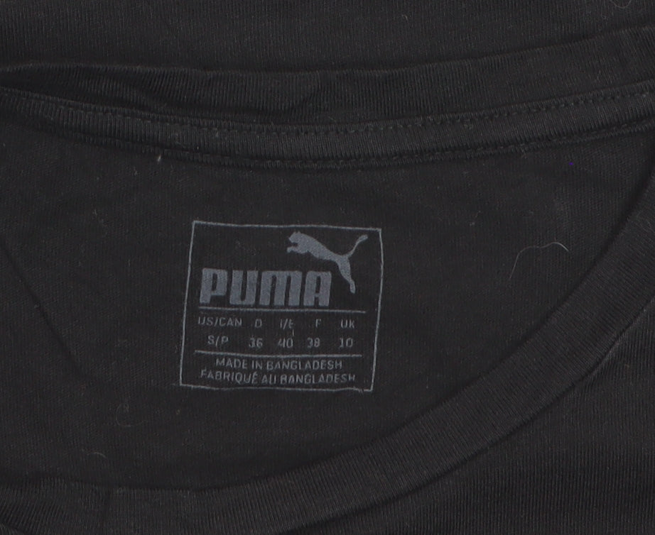 Puma Womens Black Crew Neck Short Sleeve Basic T-Shirt Size 10