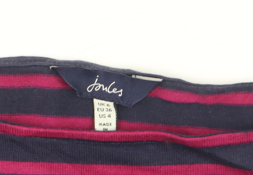 Joules Women's Multicoloured Striped Long Sleeve Cotton Top Size 6