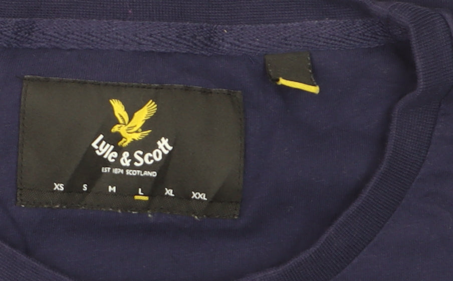 Lyle & Scott Men's Navy Blue Crew Neck Cotton T-Shirt Size L