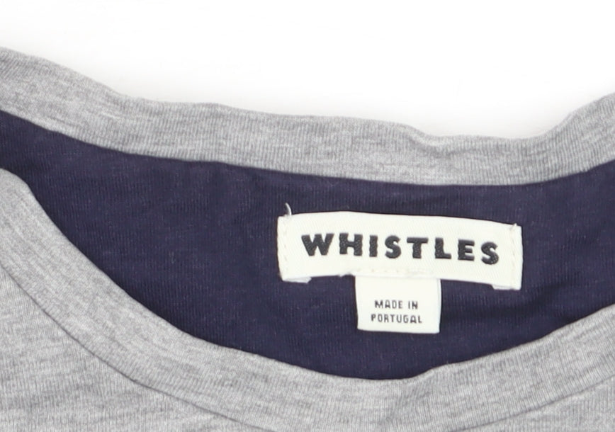 Whistles Women Grey Jersey Cotton Stretch T-Shirt Small