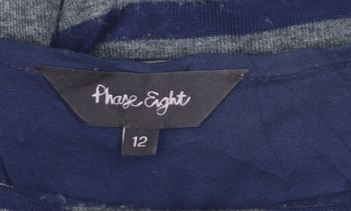 Phase Eight Women's Blue Striped Relaxed Tunic Blouse Size 12