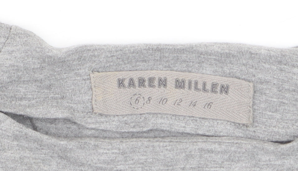 Karen Millen Womens Grey Long Sleeve Boat Neck Slim Fit Blouse Size 8
