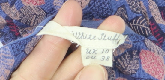 White Stuff Women’s Multicoloured Leaf Print Cotton Shift Dress Size 10
