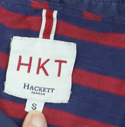 Hackett London Men’s Blue Red Striped Cotton Polo Shirt Size S