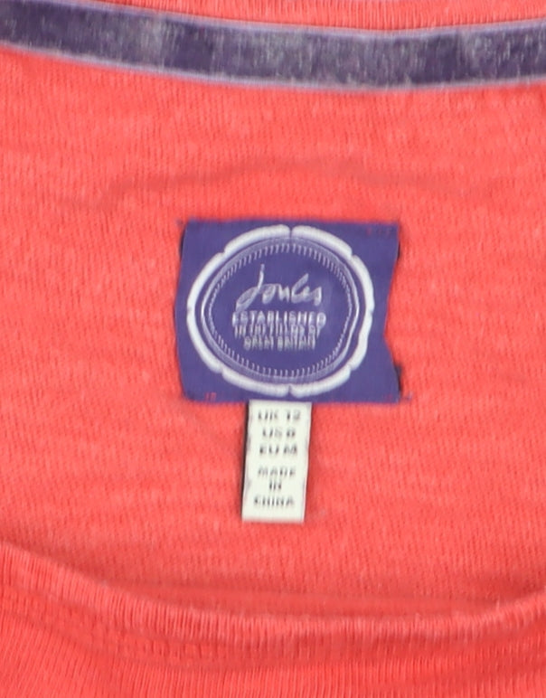 Joules Womens Multicoloured Striped 3/4 Sleeve Cotton T-Shirt Size 12