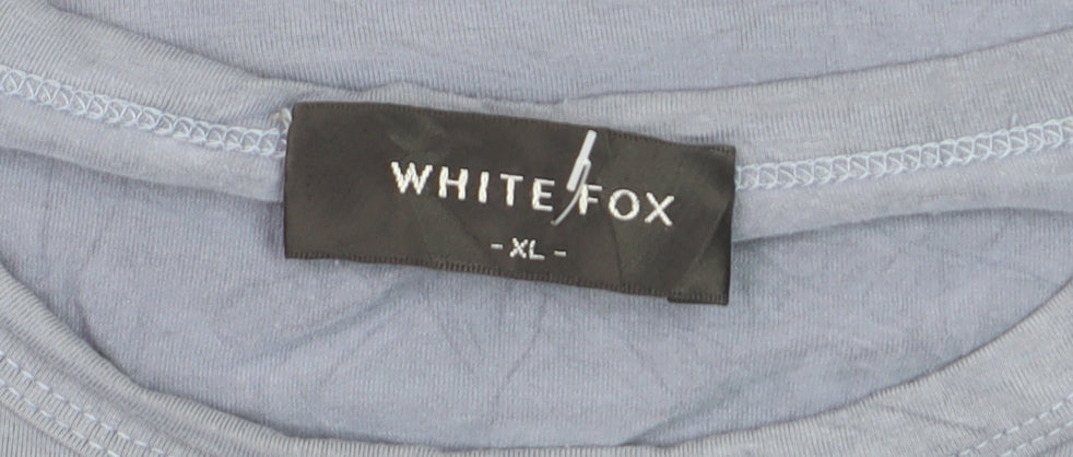 White Fox Women's Blue Short Sleeve Slim Fit Basic T-Shirt XL