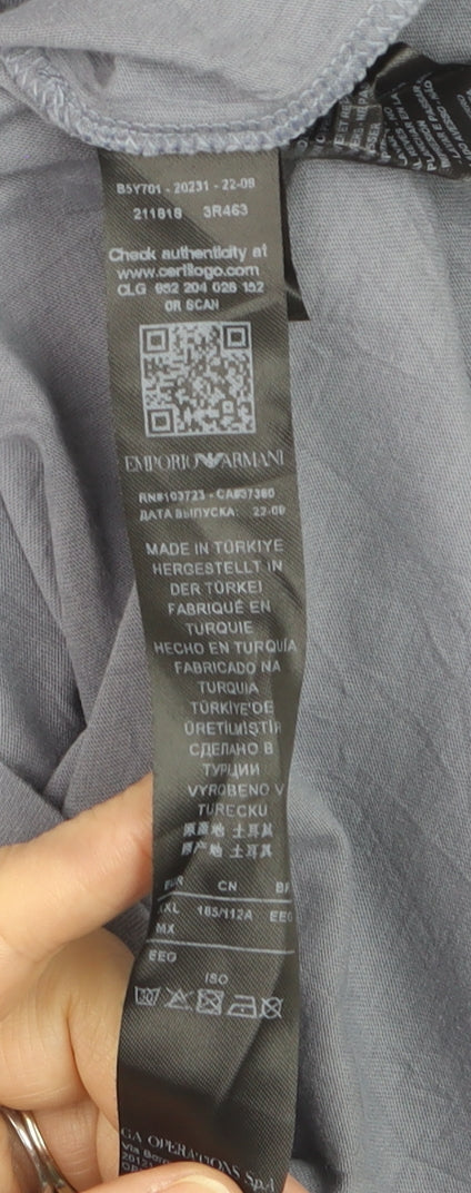 Emporio Armani Men's Blue Crew Neck Cotton T-Shirt Size L
