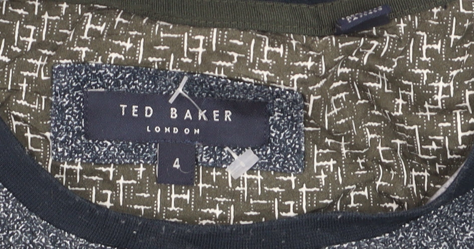 Ted Baker Men Blue Crew Neck Short Sleeve Cotton T-Shirt Size L