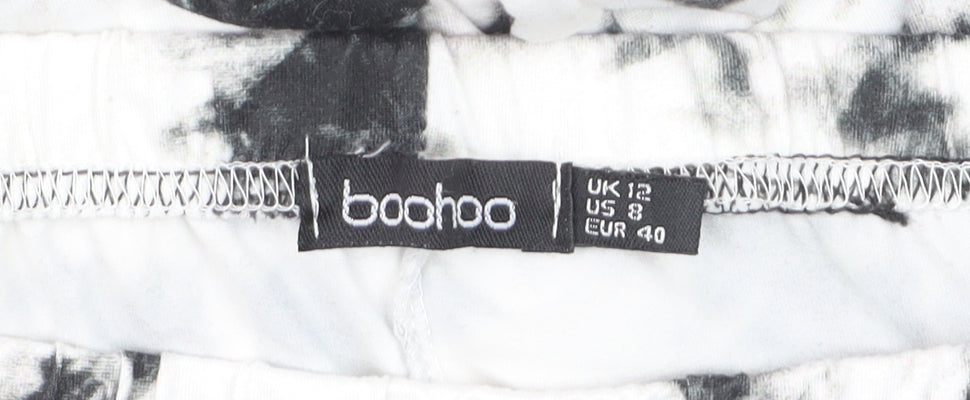 Boohoo Women’s Black White Tie Dye Flared Leggings UK 12