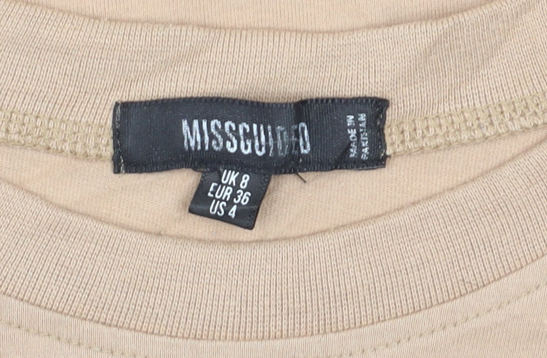Missguided Women's Beige Basic Crew Neck Short Sleeve T-Shirt UK 8
