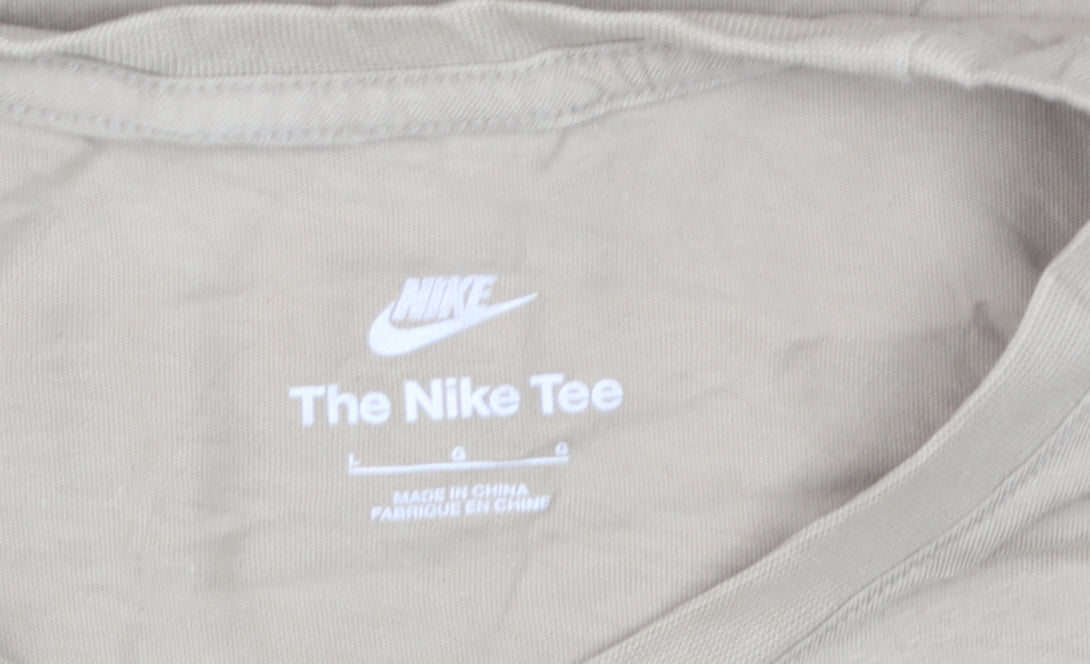 Nike Men's Beige Cotton Crew Neck Short Sleeve T-Shirt Size L