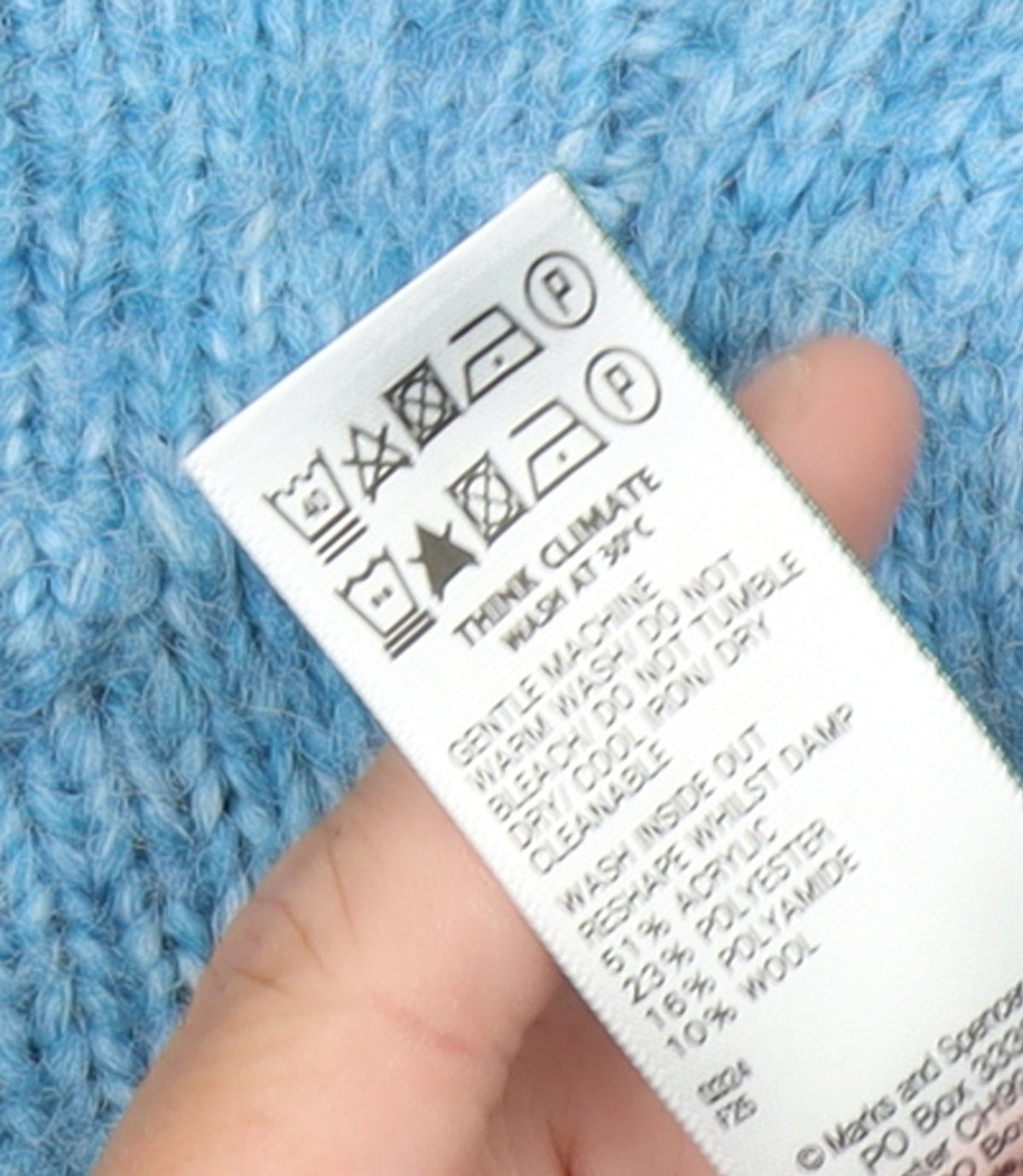 Marks & Spencer Women's Blue Cable Knit Crew Neck Jumper Medium