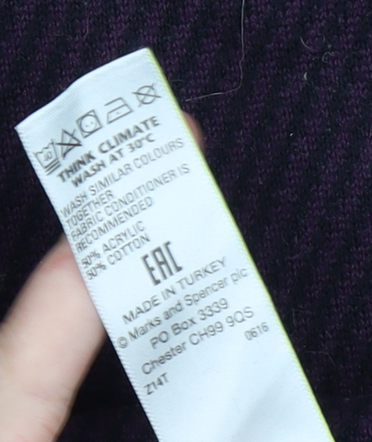 Marks & Spencer Men's Multicoloured Geometric Crew Neck Jumper S Slim Fit