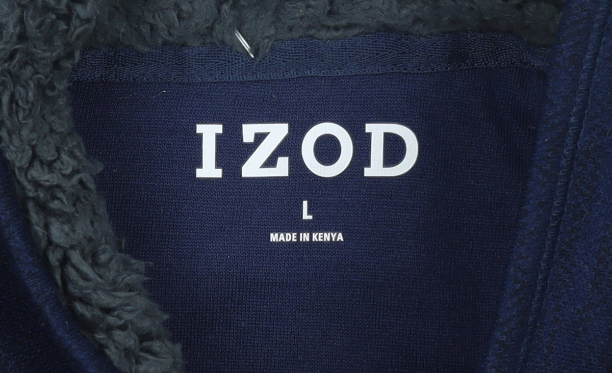 IZOD Men's Blue Fleece-Lined Henley Sweatshirt Size L