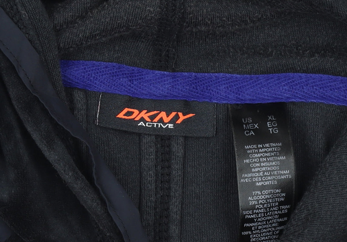 DKNY Active Women Black Full Zip Hoodie XL Fleece Zip Front Casual