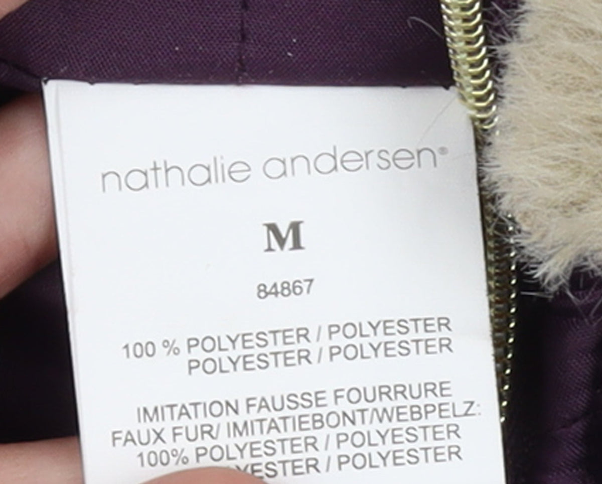 Nathalie Andersen Womens Purple Hooded Puffer Coat Size M