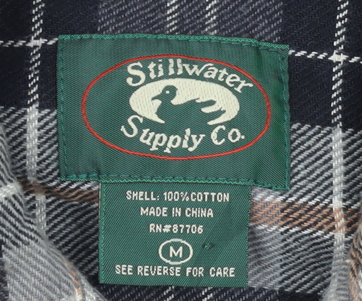 Stillwater Supply Co. Mens Grey Check Flannel Shirt Medium Cotton