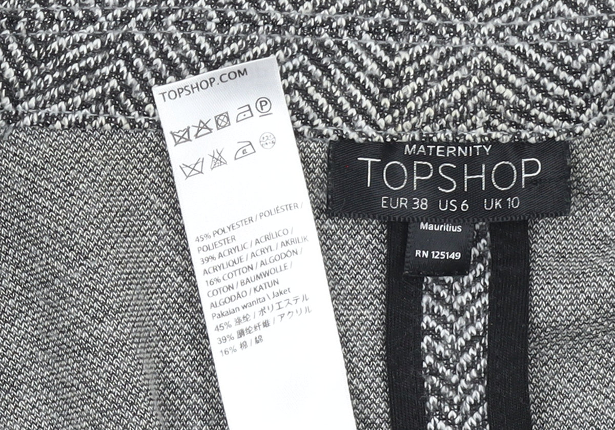 Topshop Maternity Grey Herringbone Longline Blazer Jacket UK 10