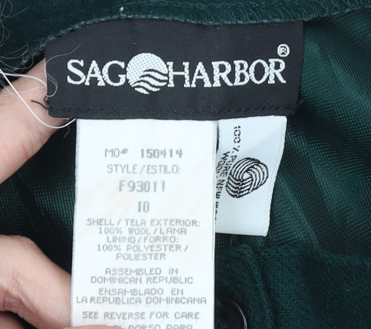 Sag Harbor Womens Green Wool High Waist Pleated Dress Pants Size 10