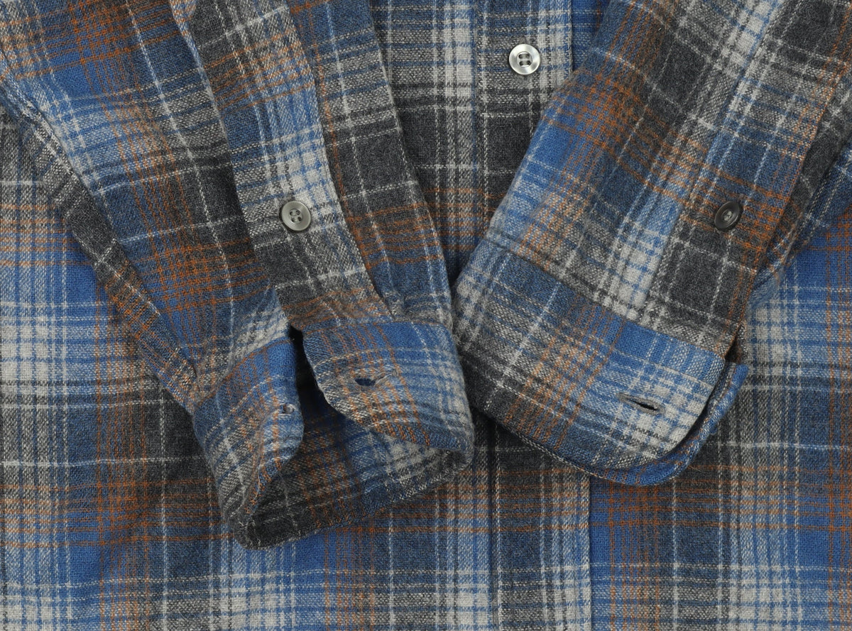 Pendleton Women Blue Plaid Wool Flannel Button-Up Shirt Size 16