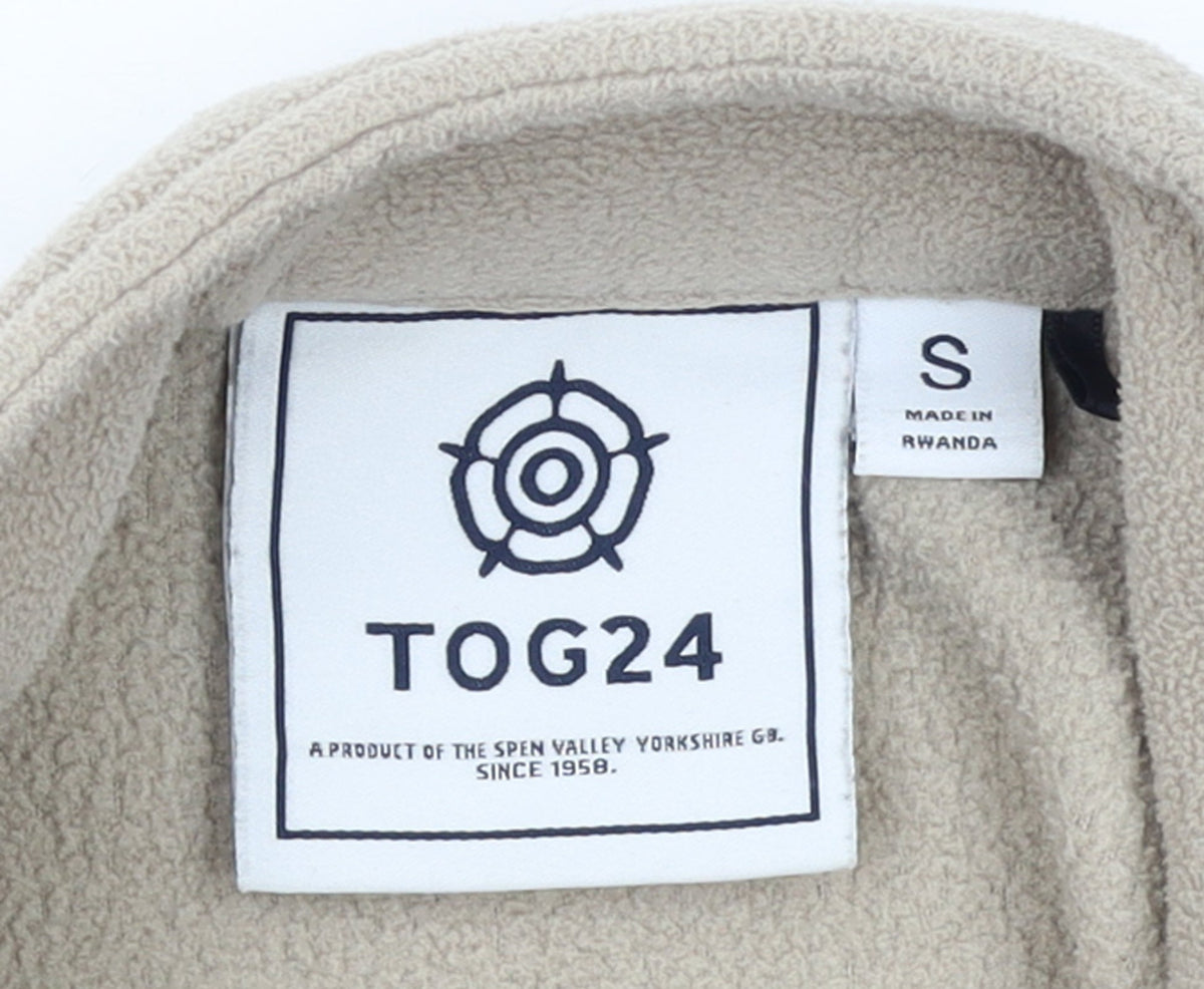 TOG24 Women Beige Fleece 1/2 Zip Pullover Sweatshirt S