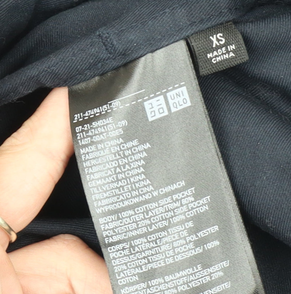 Uniqlo Women’s Blue Cotton Basic Jacket XS Casual Mid-Length