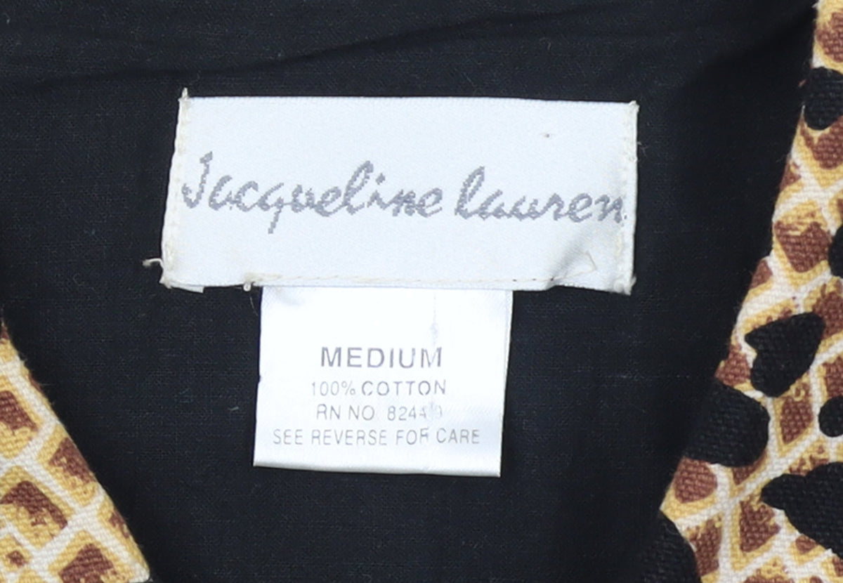 Jacqueline Lauren Womens Beige Black Animal Print Cotton Blazer M