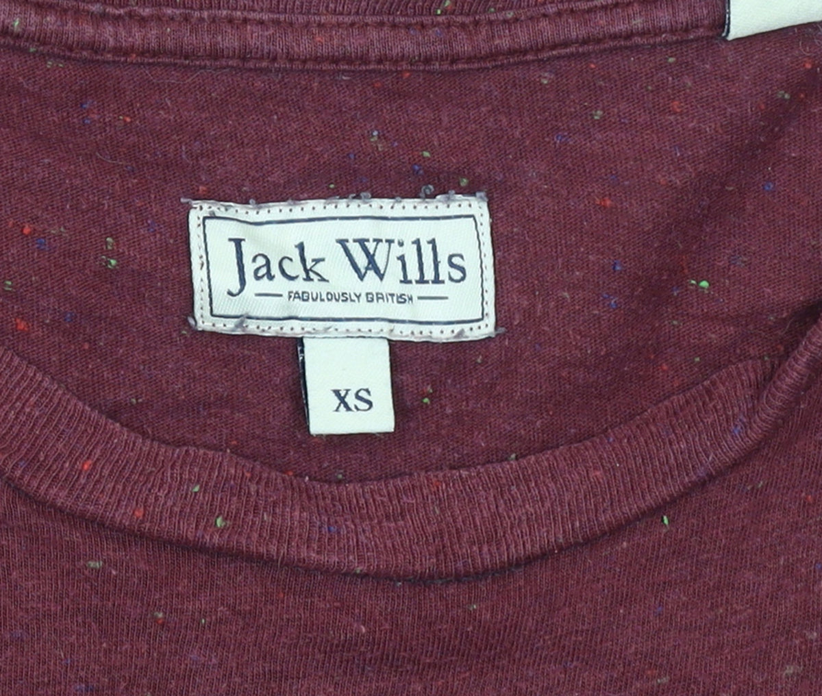 Jack Wills Men's Burgundy Crew Neck Short Sleeve T-Shirt XS