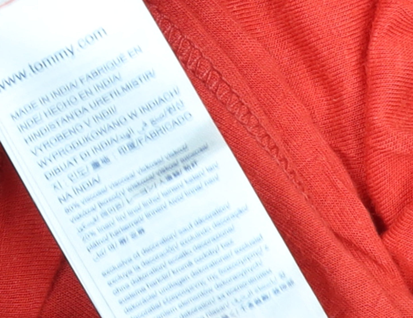 Hilfiger Denim Women's Red Cotton V-Neck Button Short Sleeve T-Shirt M