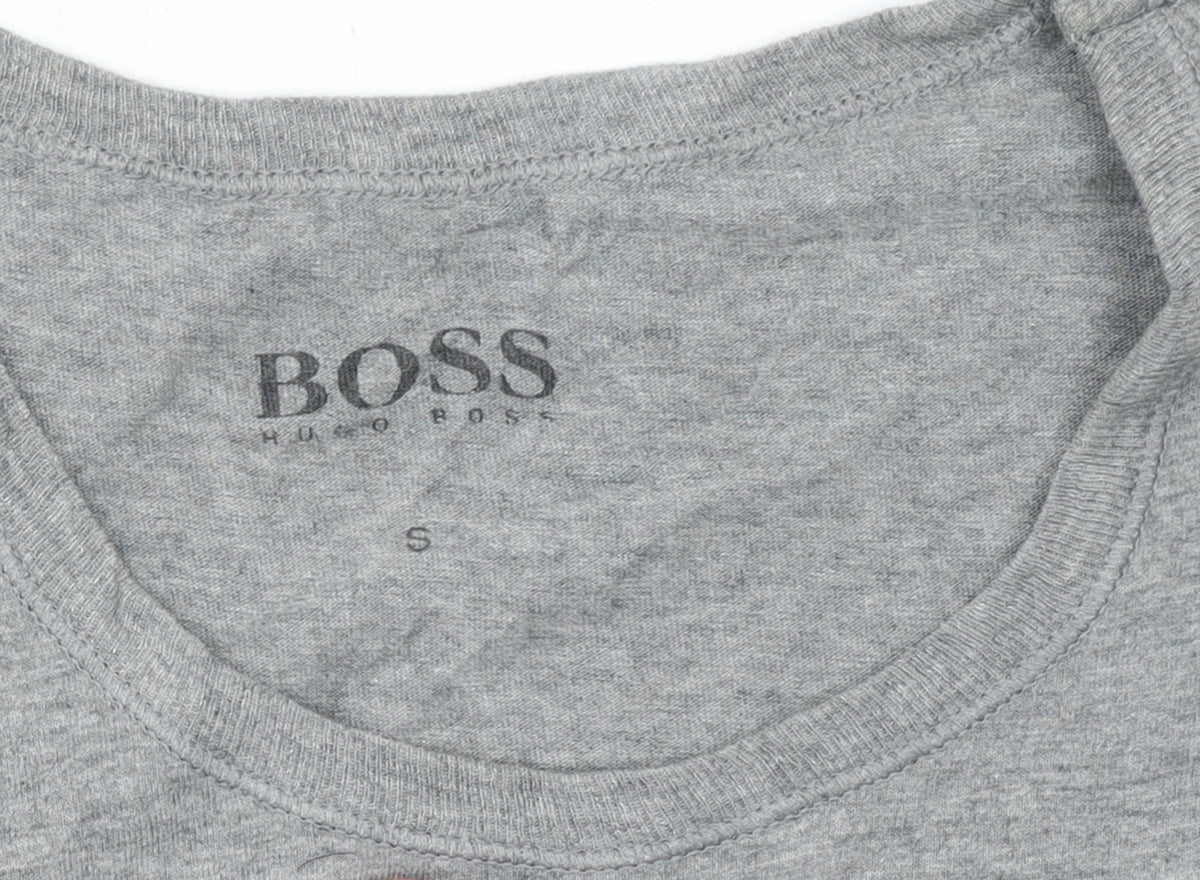 Hugo Boss Men's Grey Cotton Crew Neck Short Sleeve T-Shirt Size S