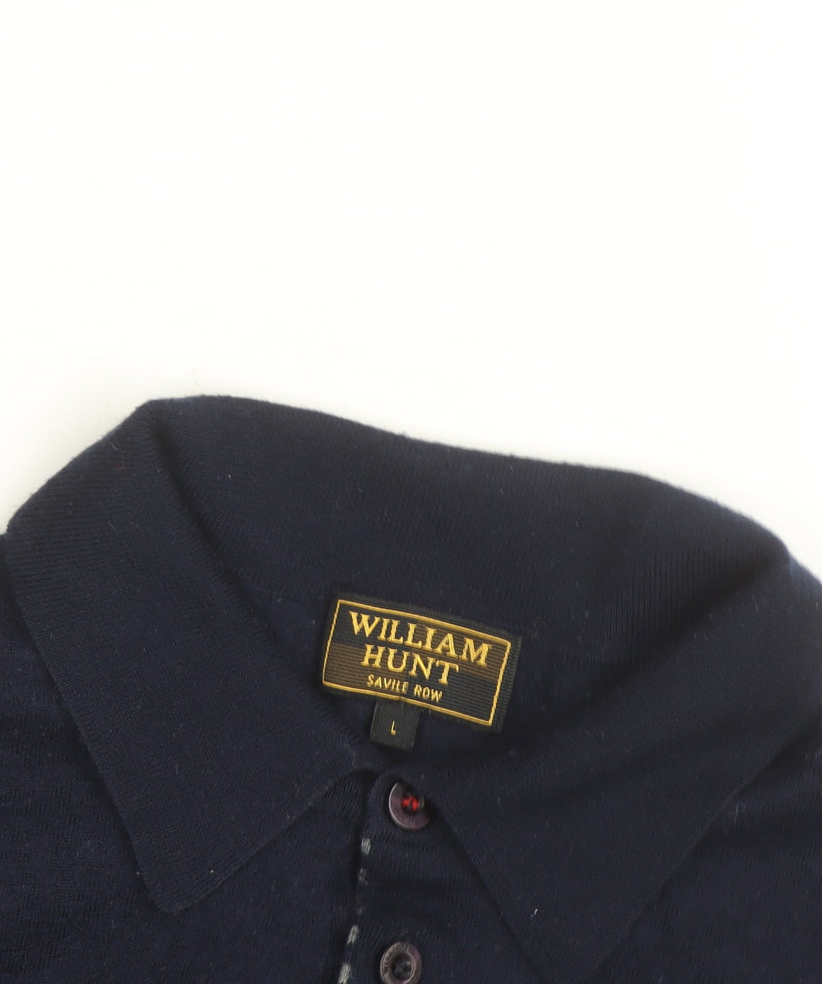 William Hunt Men’s Blue Wool Blend Collared Henley Jumper Size L