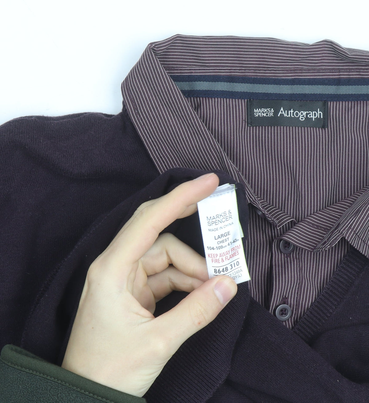 Marks & Spencer Men’s Brown V-Neck Pullover Jumper Size L Classic Fit