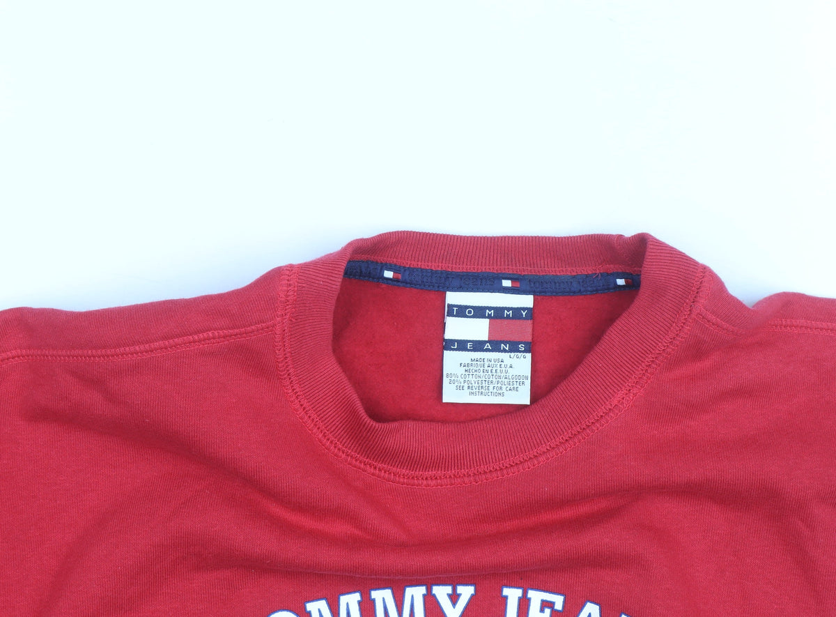 Tommy Jeans Girls Red Embroidered Logo Pullover Sweatshirt Size S