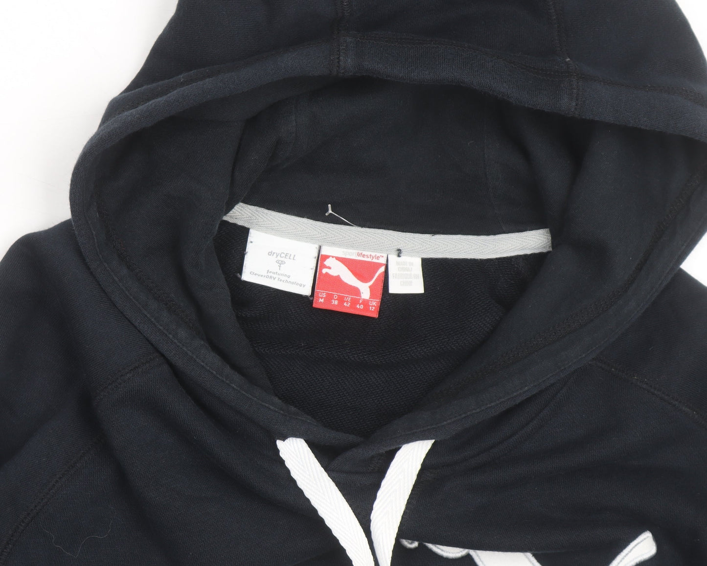 Puma Mens Black Pullover Hoodie L Logo Graphic Athletic Sweatshirt