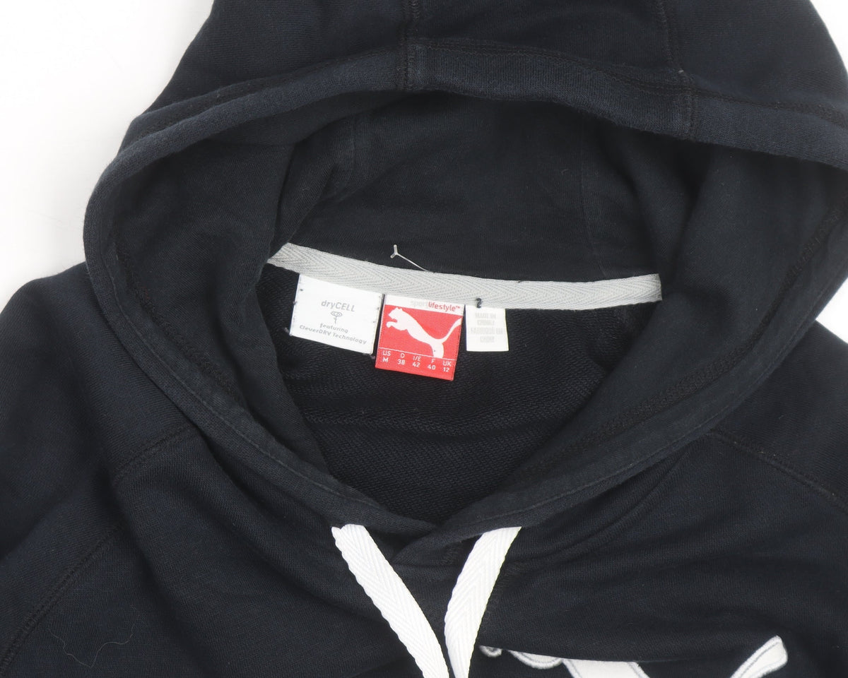 Puma Mens Black Pullover Hoodie L Logo Graphic Athletic Sweatshirt