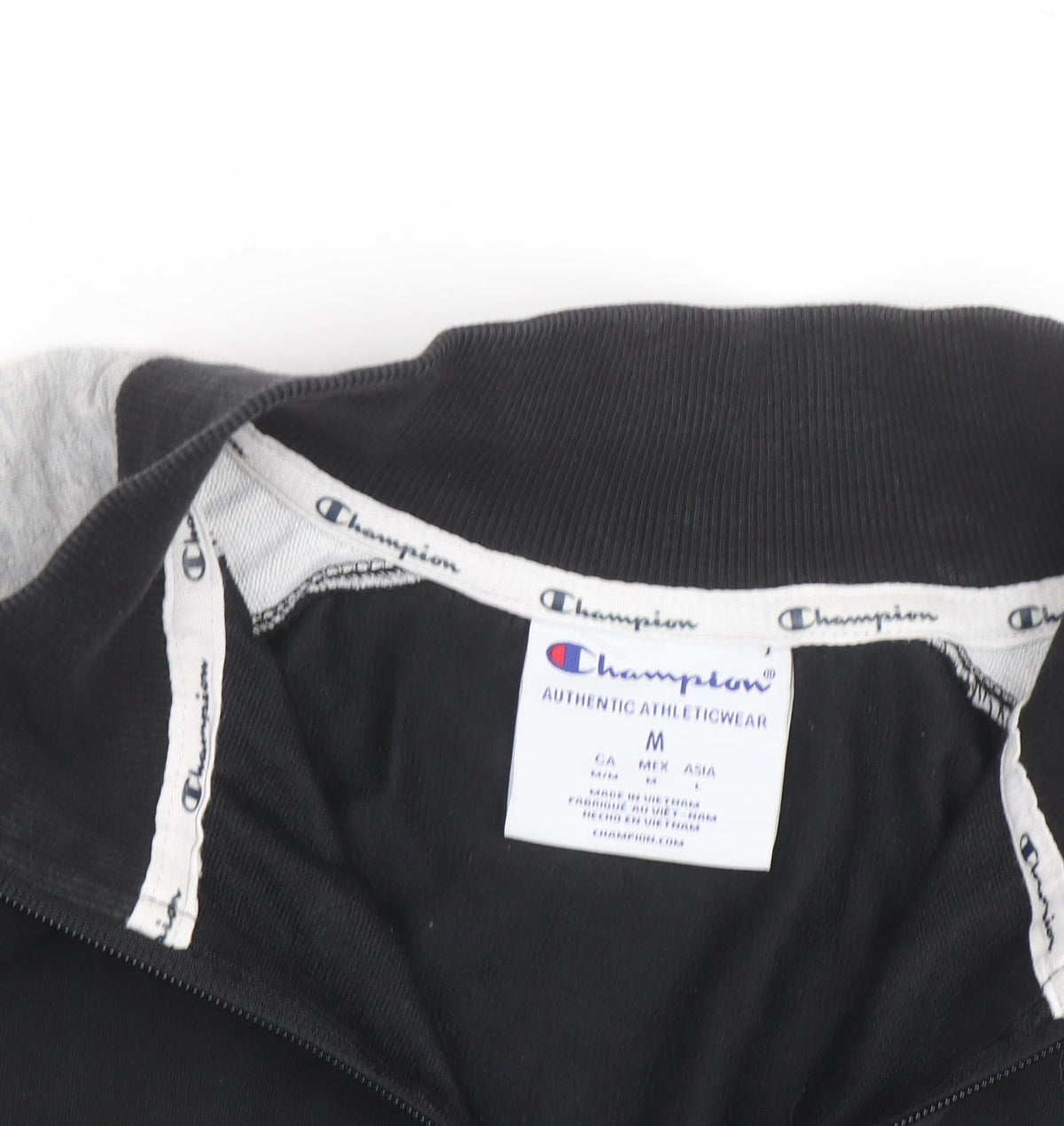 Champion Men's Black Grey 1/4 Zip Sweatshirt M Sports Fleece