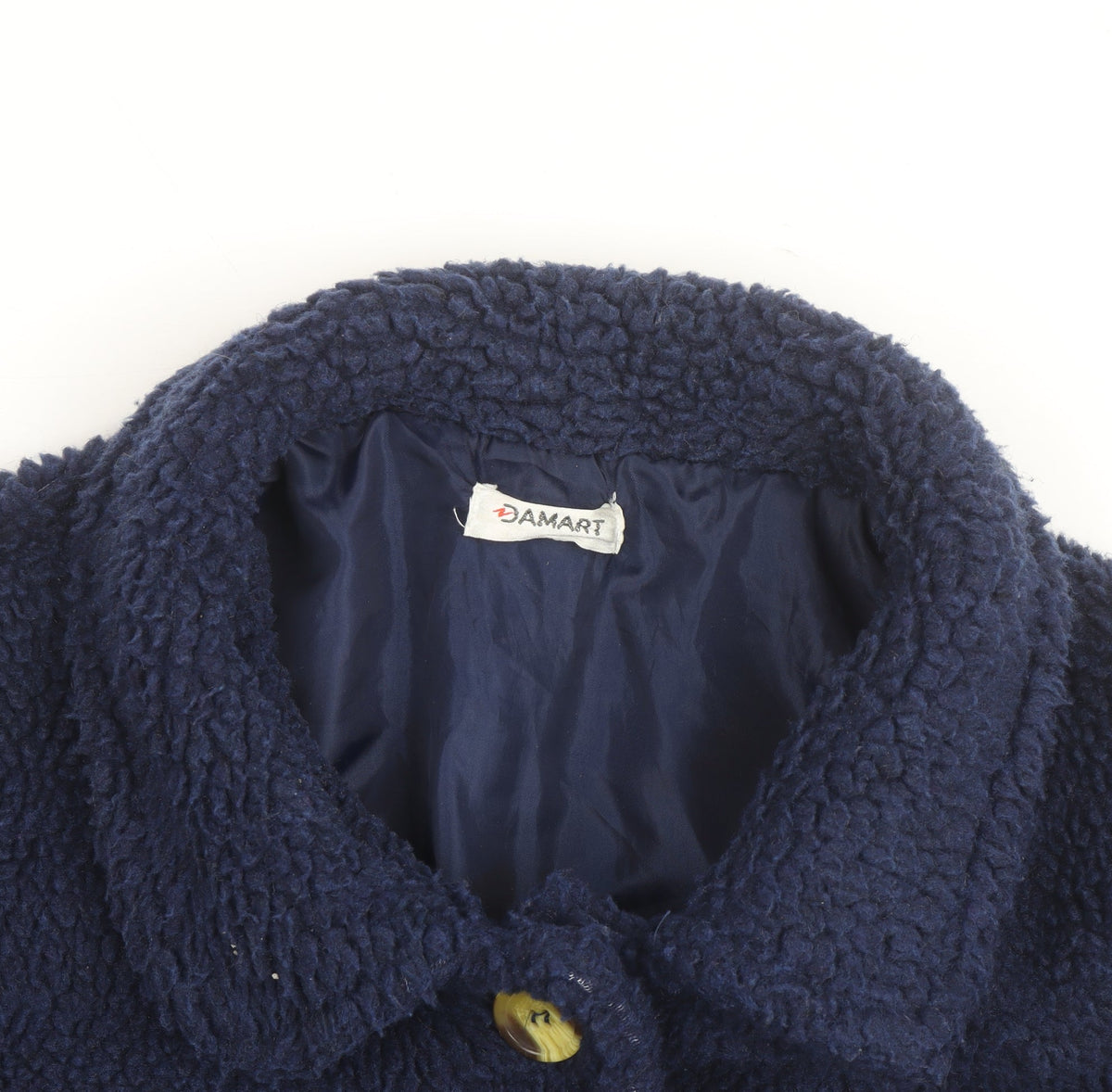 Damart Women’s Blue Fleece Button Mid-Length Coat Size M