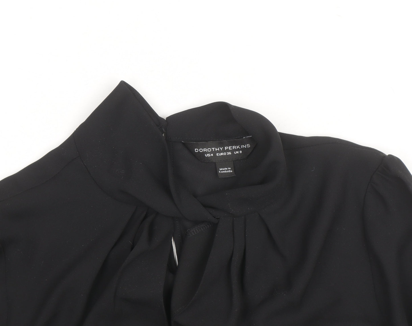 Dorothy Perkins Women Black High Neck Long Sleeve Tunic Blouse Size 8