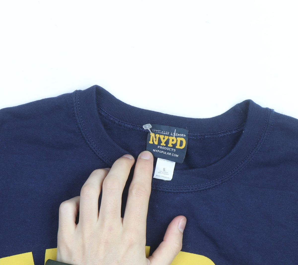 NYPD Men's Blue Crew Neck Pullover Sweatshirt Size S
