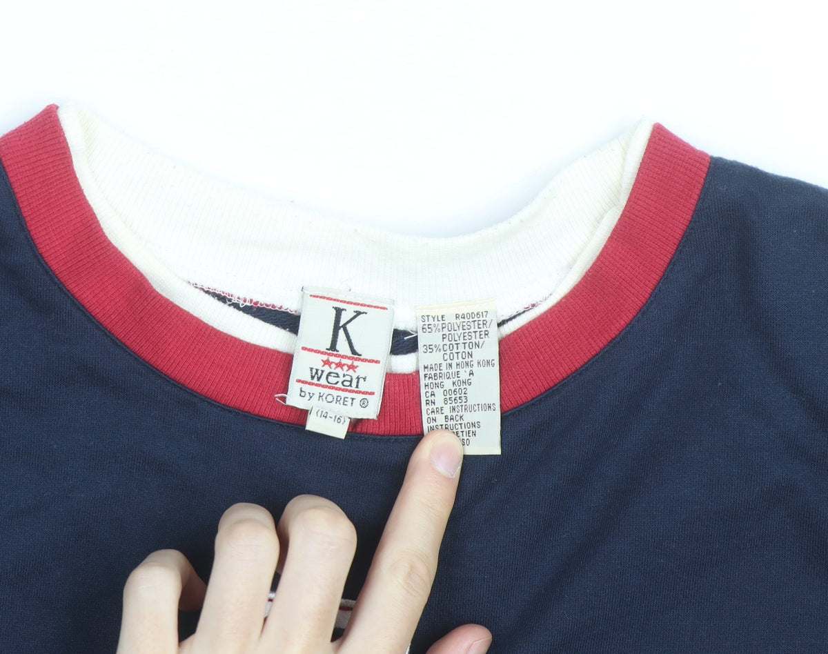 Koret Wear Womens Red & Navy Long Sleeve Pullover Sweatshirt Size 14-16
